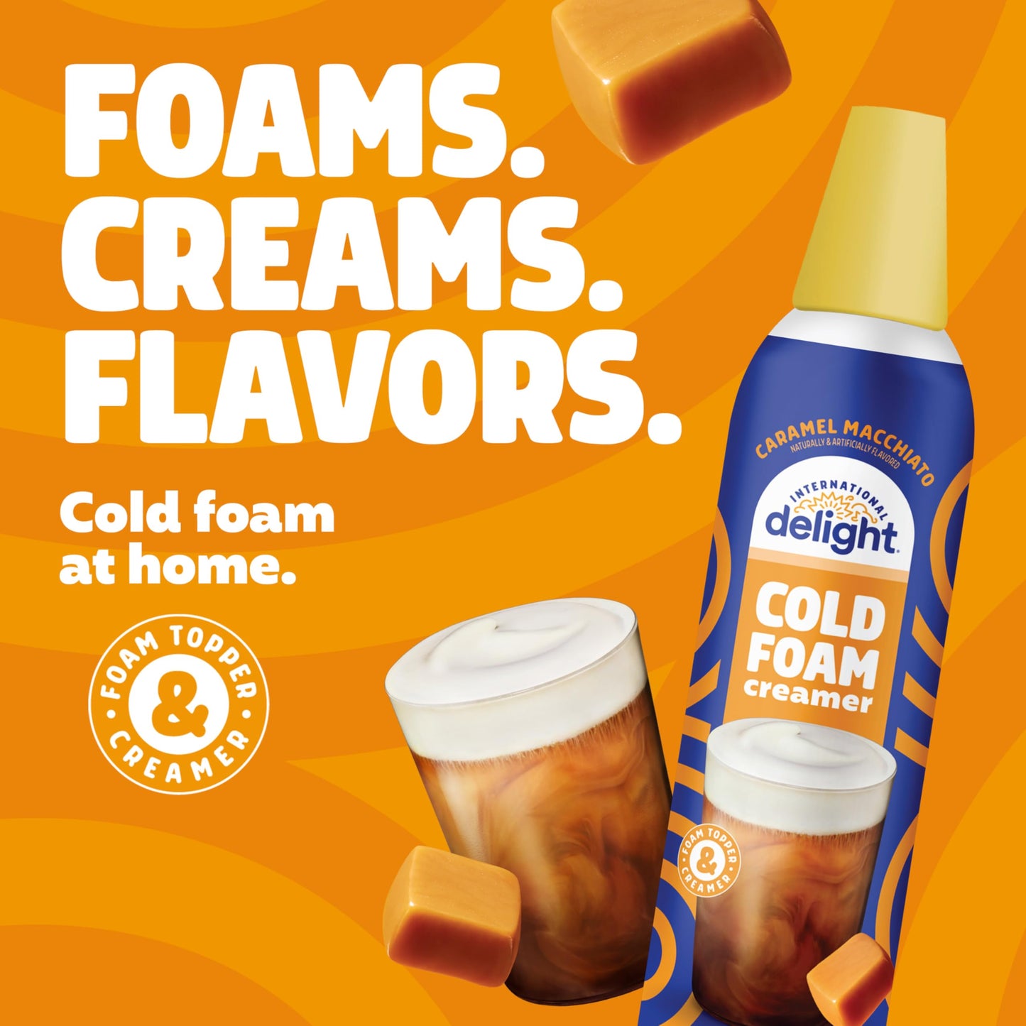International Delight Cold Foam Coffee Creamer, Caramel Macchiato Cold Foam Flavored Creamer, 14 OZ Can