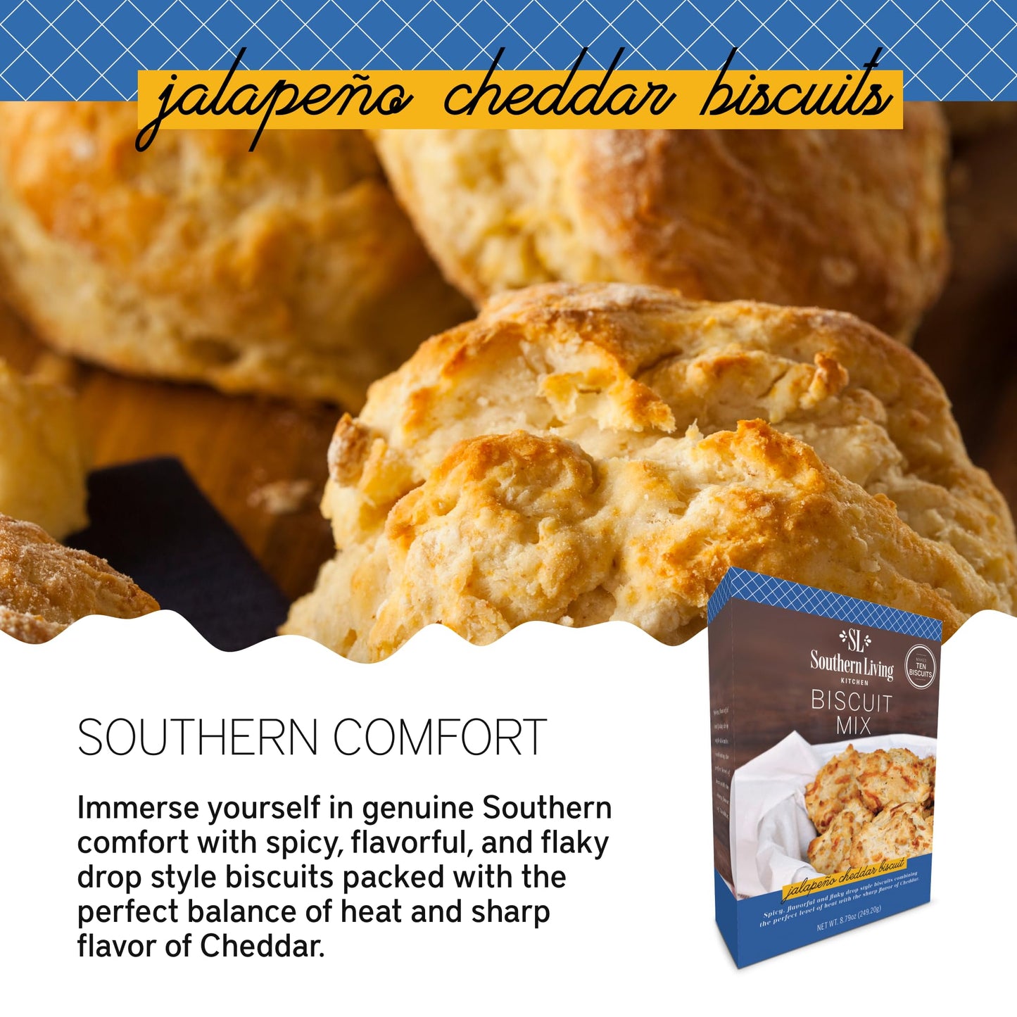 Southern Living Jalapeno Cheddar Biscuit Mix, Easy-to-Bake, 8.79 Ounce, Makes 10 Biscuits