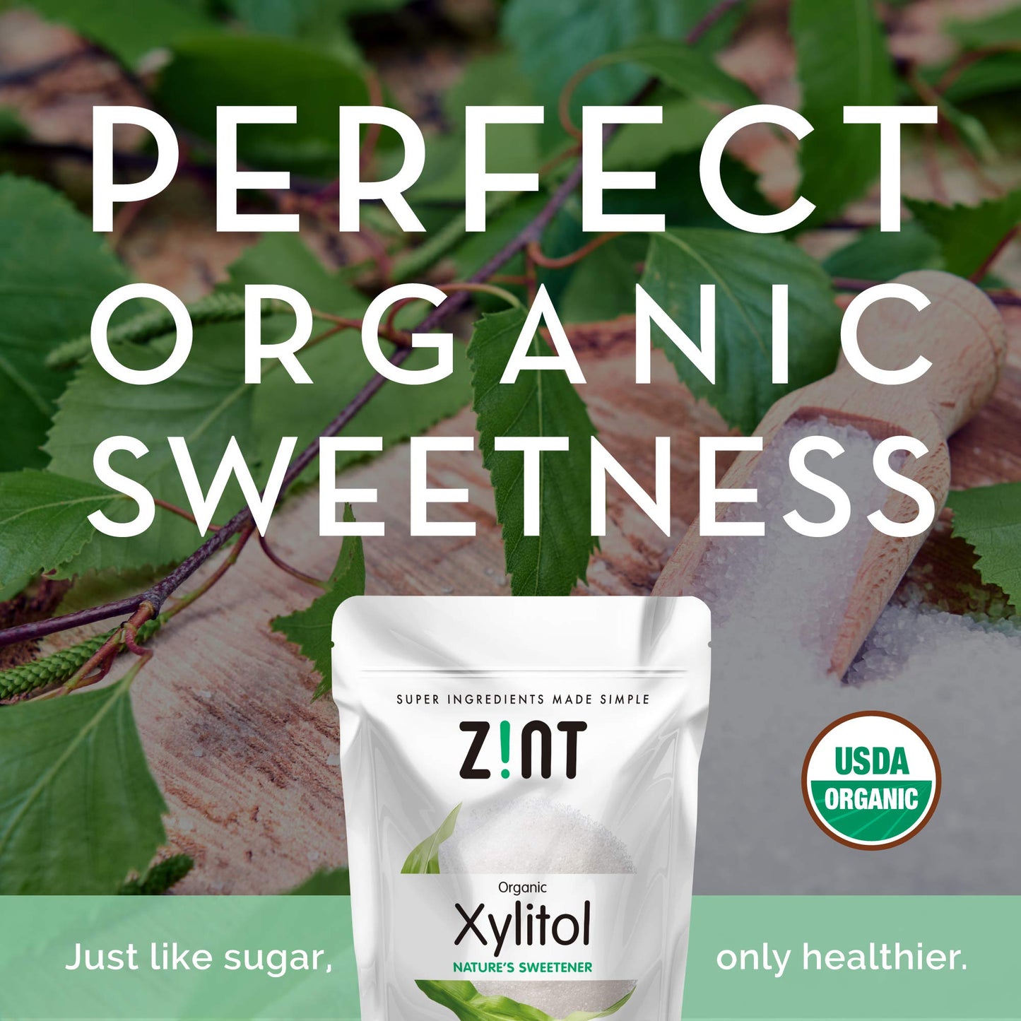 Zint Organic Xylitol Sweetener - Sugar Free Natural Substitute, 80 Ounce, Non-GMO, Low Glycemic Index