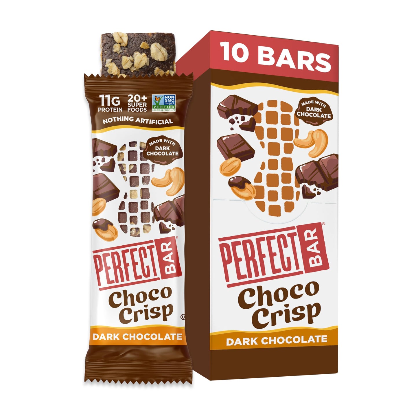 Perfect Bar Choco Crisp, Dark Chocolate Nut Butter Protein Bar, Protein Snack, Gluten Free, Soy Free, Non Gmo, No Sugar Alcohols
