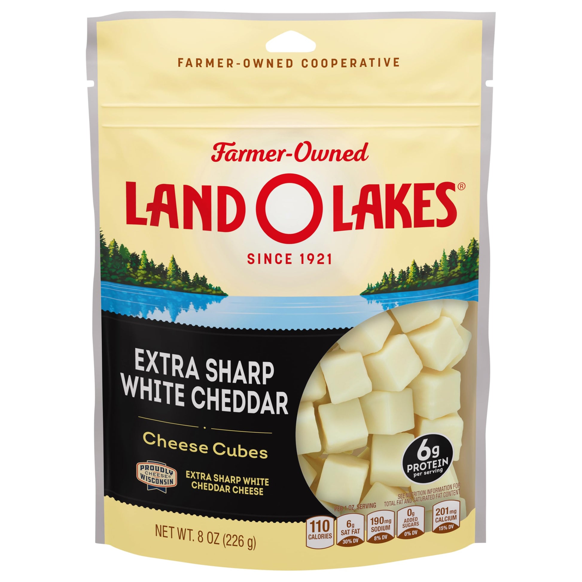 Land O Lakes Extra Sharp White Cheddar Cheese Cubes, 8 oz bag