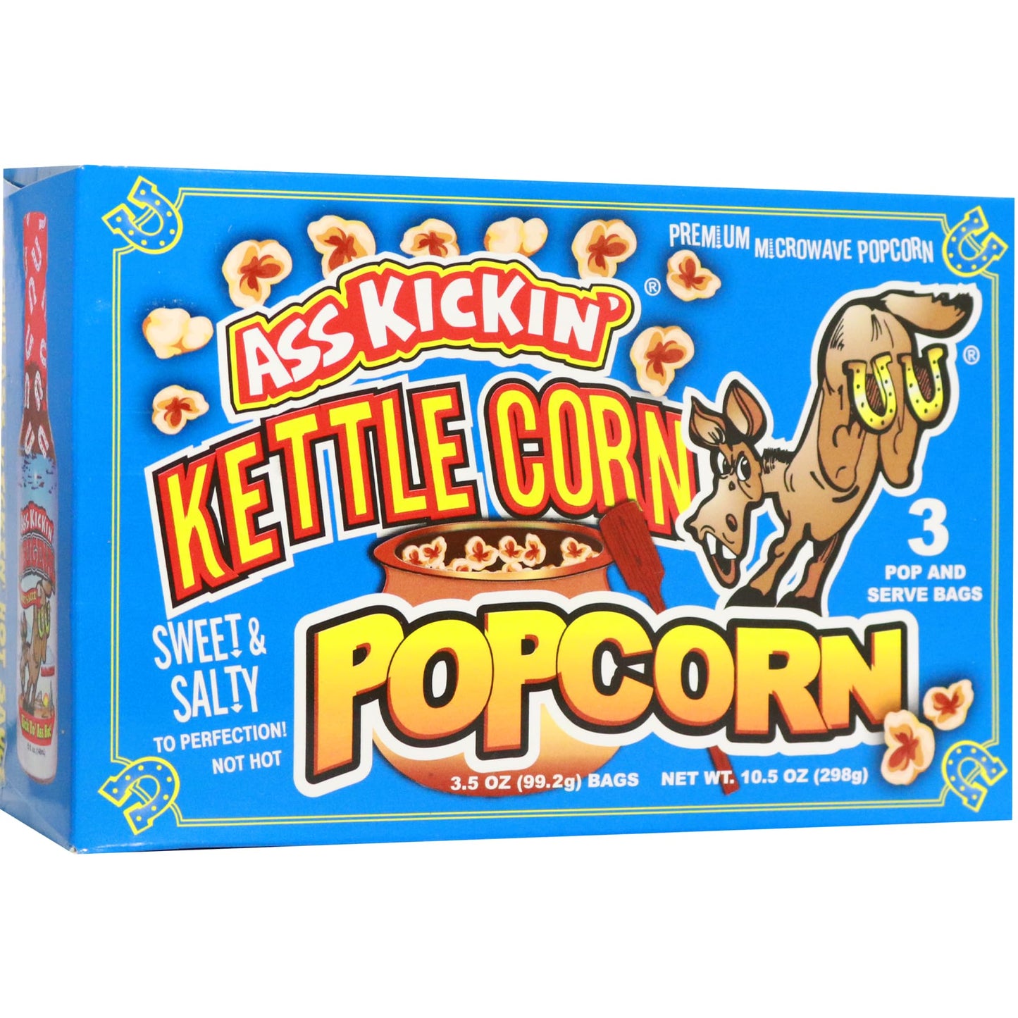 ASS KICKIN Kettle Corn Microwave Popcorn - Sweet Gourmet Snack - 21 Ounce Pack