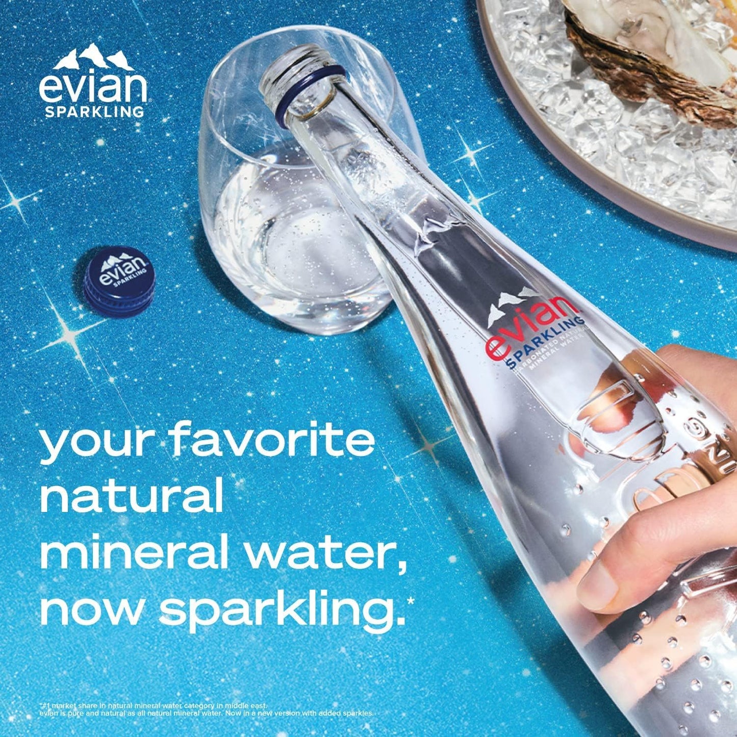 evian Sparkling Carbonated Natural Water 330ml Glass Bottle, Case of 20 Bottles