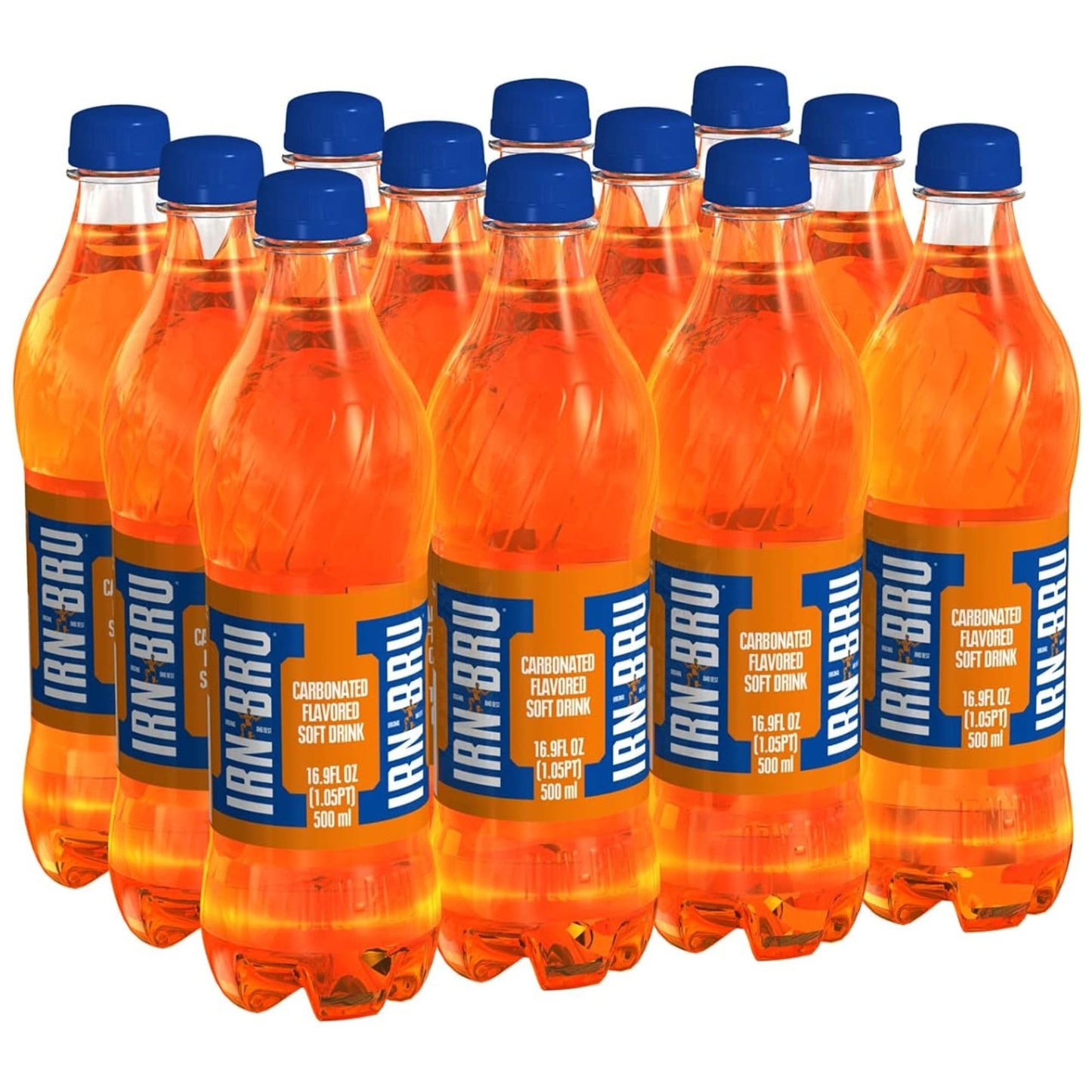 IRN-BRU Original Scottish Sparkling Soda, Citrus Flavored, 16.9 fl oz Bottles, Pack of 12, Rich Brown