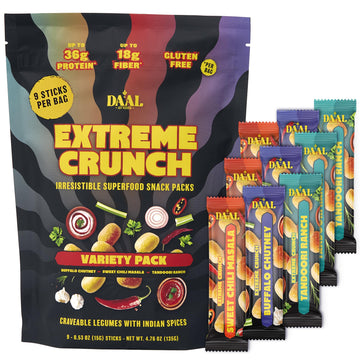Daal By Keen Crunchy Mung Bean Snacks - Variety Pack - Plant-Based Protein, High Fiber, Gluten Free & Nut-Free - Mix into Salads