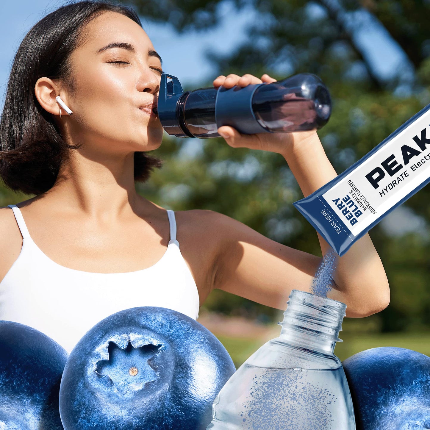 PeakH20 Electrolytes Powder Hydration Packets | Berry Blue | 72 Servings | Sugar Free Water Flavor Packets for Workout Recovery