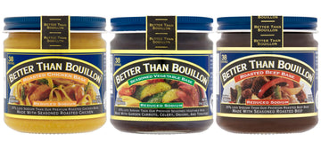 Better Than Bouillon Brand, Reduced Sodium Variety Pack with 1 Chicken Base, 1 Beef Base and 1 Vegetable Base, 8 Ounce Jars (Pac