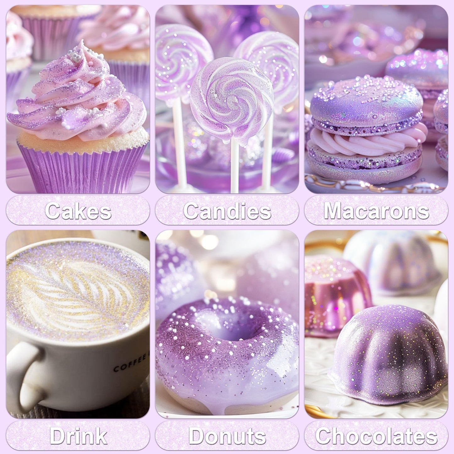 SigWong Iridescent Purple Edible Glitter - 5g Food Grade Luster Dust for Cake Decorating, Chocolates, Cupcakes, and More