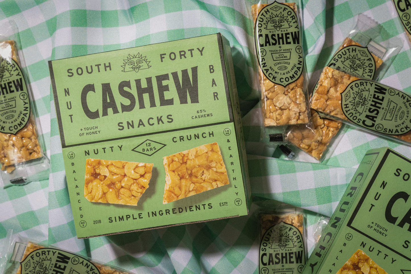 South 40 Snacks Crunchy Cashew Bar  Just 4 Ingredients  Touch of Honey (40g Bar  Pack of 12)