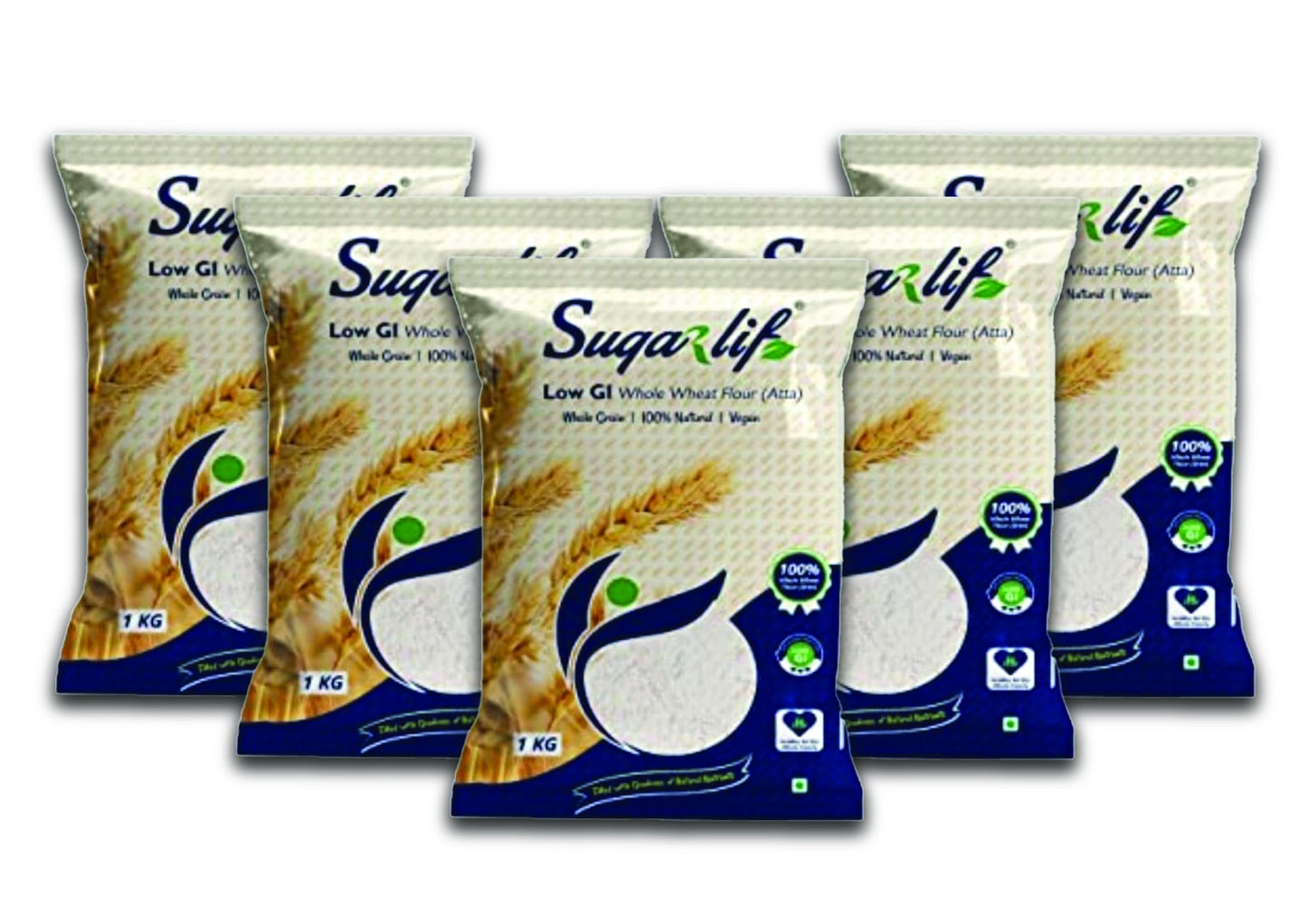 Sugarlif Low Gi Whole Wheat Atta (Flour)/ Orignal Product Of Dr. C K Nandagopalan/Low Glycemic Index/Same Taste/Same Flavour - 1Kg X 5 Packet