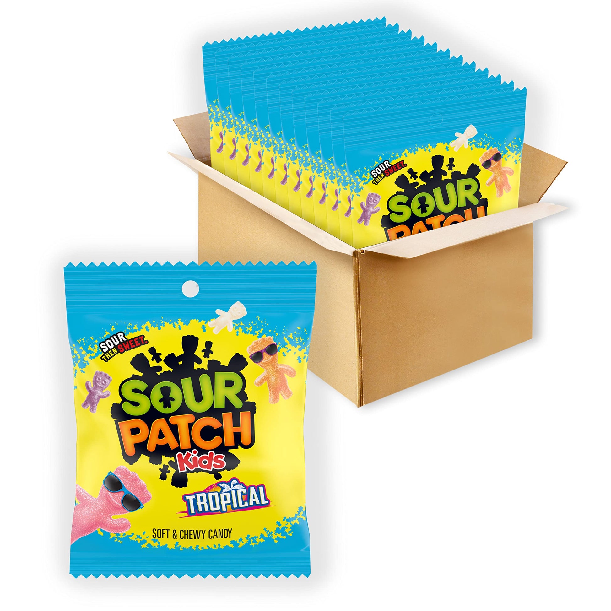 Sour Patch Kids Tropical Soft & Chewy Candy, Bulk Candy, 12-3.6 Oz Bags