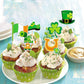 Ercadio 24 Pack Happy St Patrick'S Day Cupcake Toppers Glitter Four Leaf Clover Shamrock Cupcake Picks Green Hat Cupcake Toppers