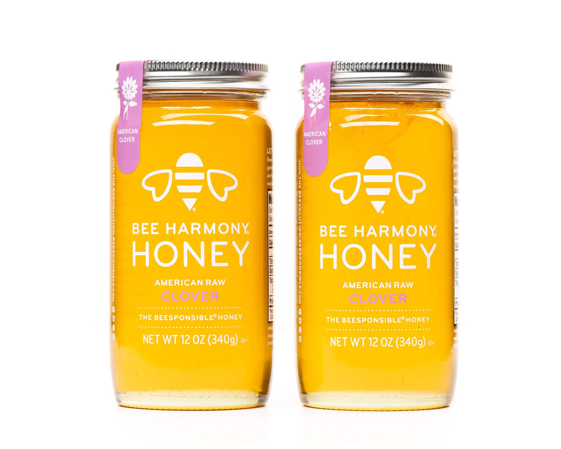 Bee Harmony Raw Clover Honey - 12 Ounce Jars (Pack of 2)