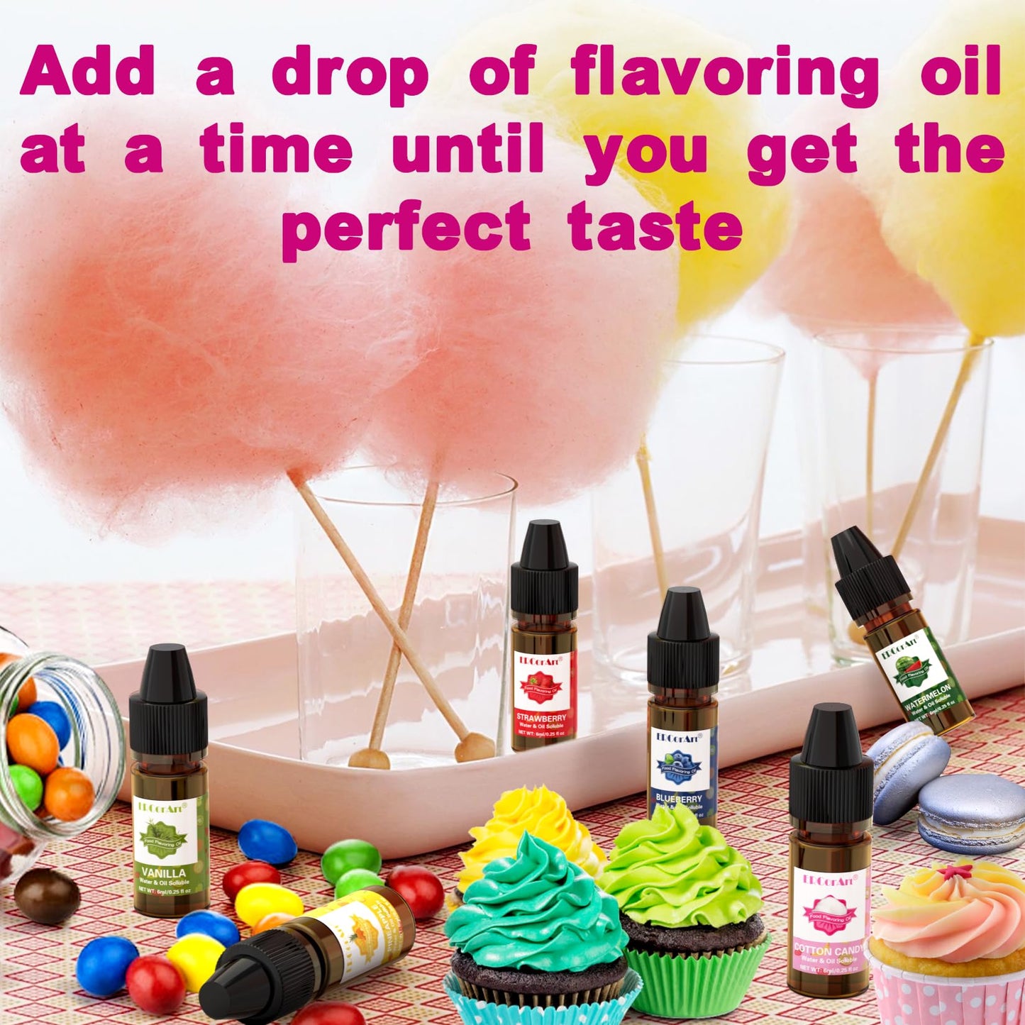 Food Flavoring Oil - Concentrated Candy Flavors, 6 Liquid Lip Gloss Flavoring Oil, Cotton Candy Pineapple Flavor Oil For Baking,