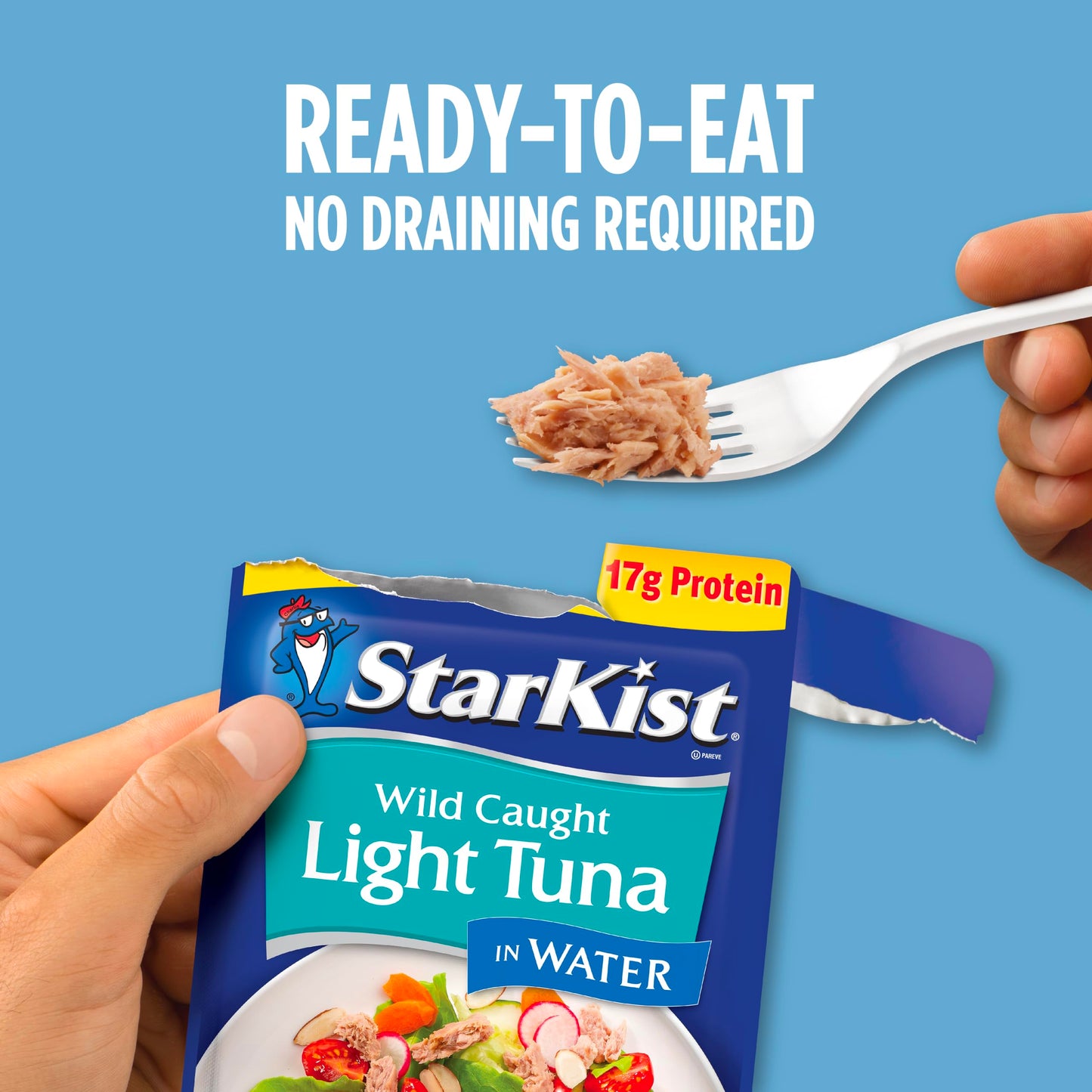 StarKist Chunk Light Tuna in Water, 2.6 oz Pouch (24 Pack) Ready to Eat Wild Caught Tuna, 17g Protein, 70 Calories Per Serving,