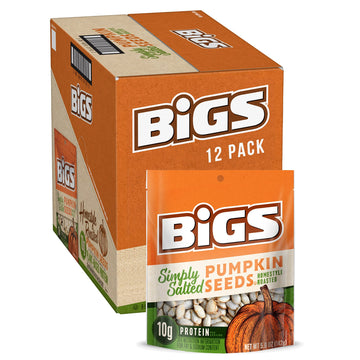 BIGS Simply Salted Homestyle Roast Pumpkin Seeds, Low Carb Lifestyle, 5-oz. Bag (Pack of 12)