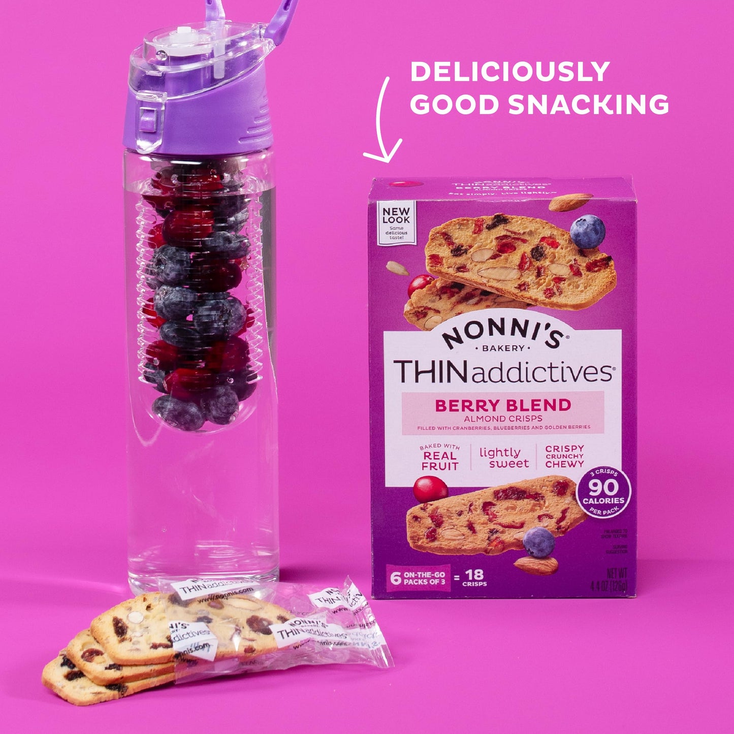 Nonni'S Thinaddictives Almond Thin Cookies - 6 Boxes Berry Blend Almond Cookies - Almond Cookie Thins W/Cranberries Blueberries