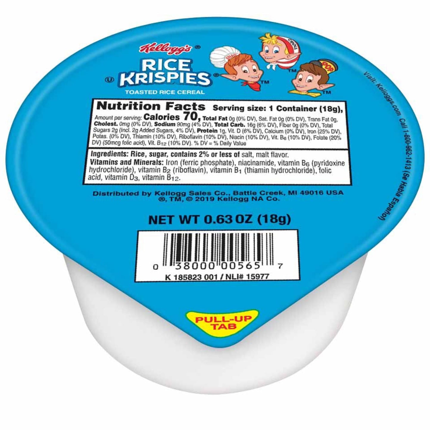 Kelloggs Rice Krispies Cereal Cups, Original Flavor, 0.63 Ounce (Pack of 96)