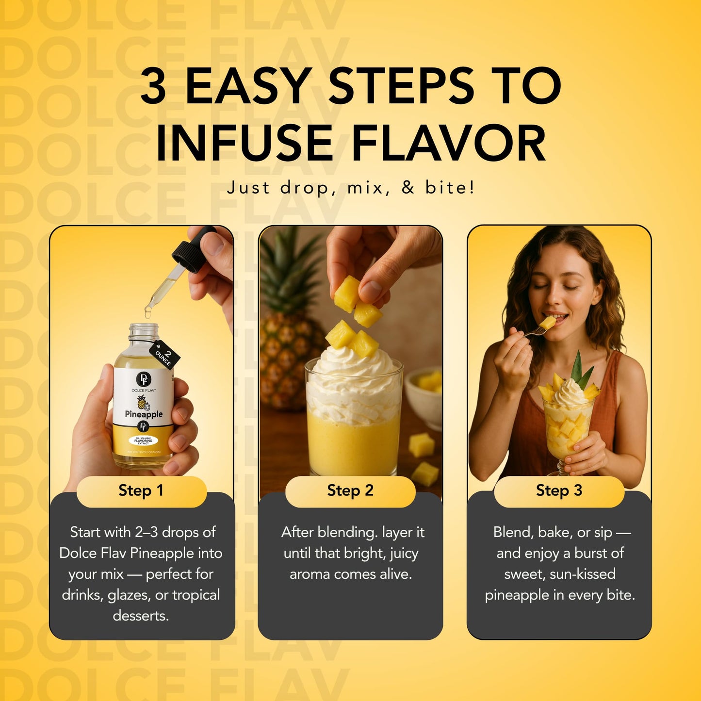 Dolce Foglia Pineapple Flavor Concentrate - 8 Oz. Multipurpose Flavoring Oil for Food & Cosmetics in Glass Bottle