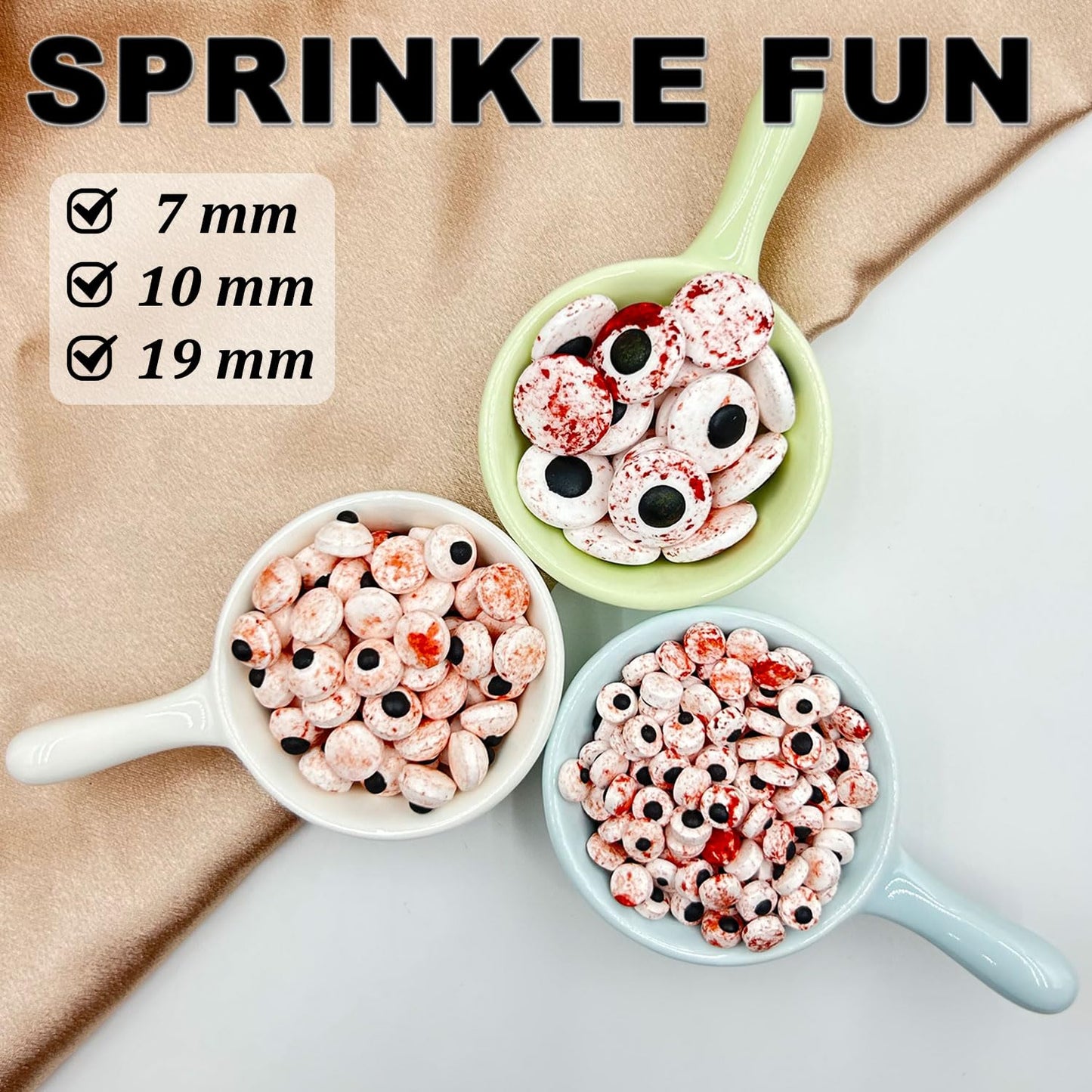 Halloween Sprinkles Edible Candy Eyeballs for Cake Decorating  3 Sizes Bloody Candy Eyes Sprinkles for Cookies  Baking  Cupcake Toppings