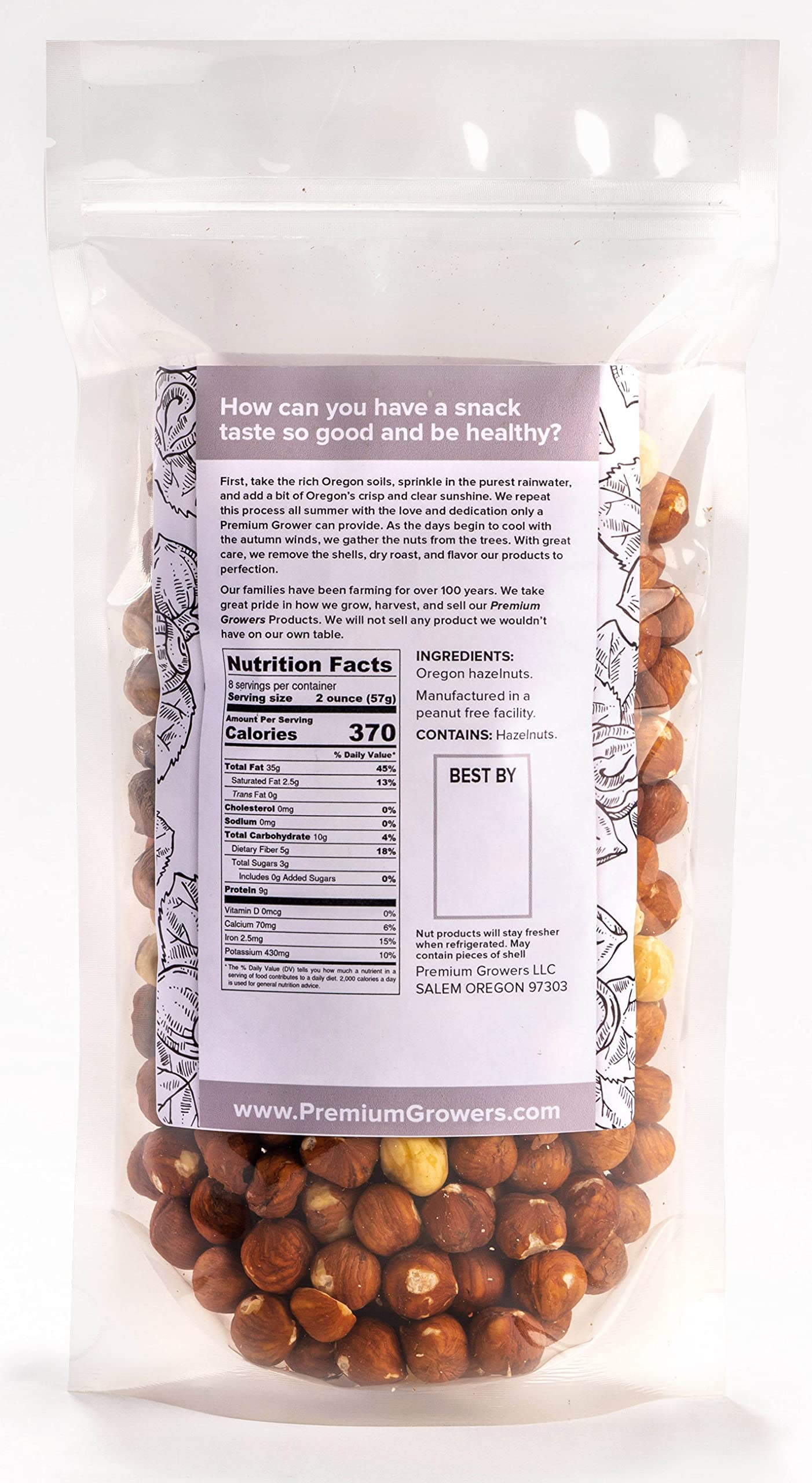 Oregon Farm To Table - Raw Hazelnuts From Premium Growers - Natural Raw Hazelnuts - Kosher Certified -1 Lb