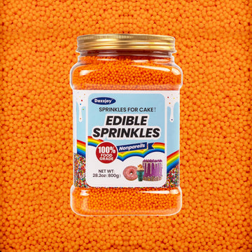 Orange Nonpareils Sprinkles, Edible Nonpareils, Food Grade, 800g, Cake Toppers and Cake Decorations, Donut, Ice Cream, Wedding P