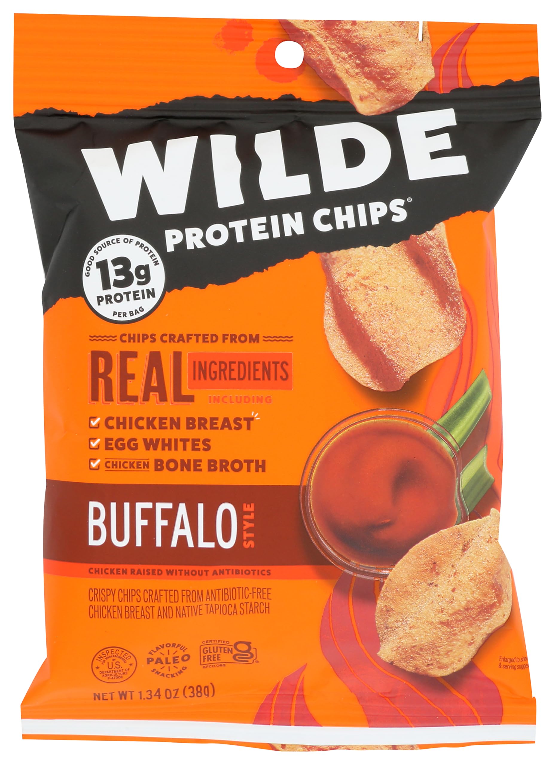 WILDE SNACKS Chicken Buffalo Chips, 1 Ounce (Pack of 1), Model KHCH02201139