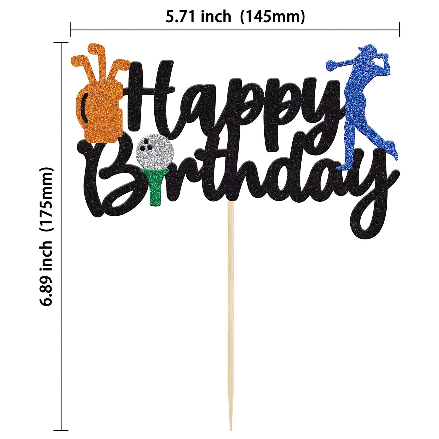 Gyufise 1Pcs Golf Cake Topper Golf Happy Birthday Sign Cake Topper Golf Ball Player Cake Decorations For Sport Theme Man Boy Gir