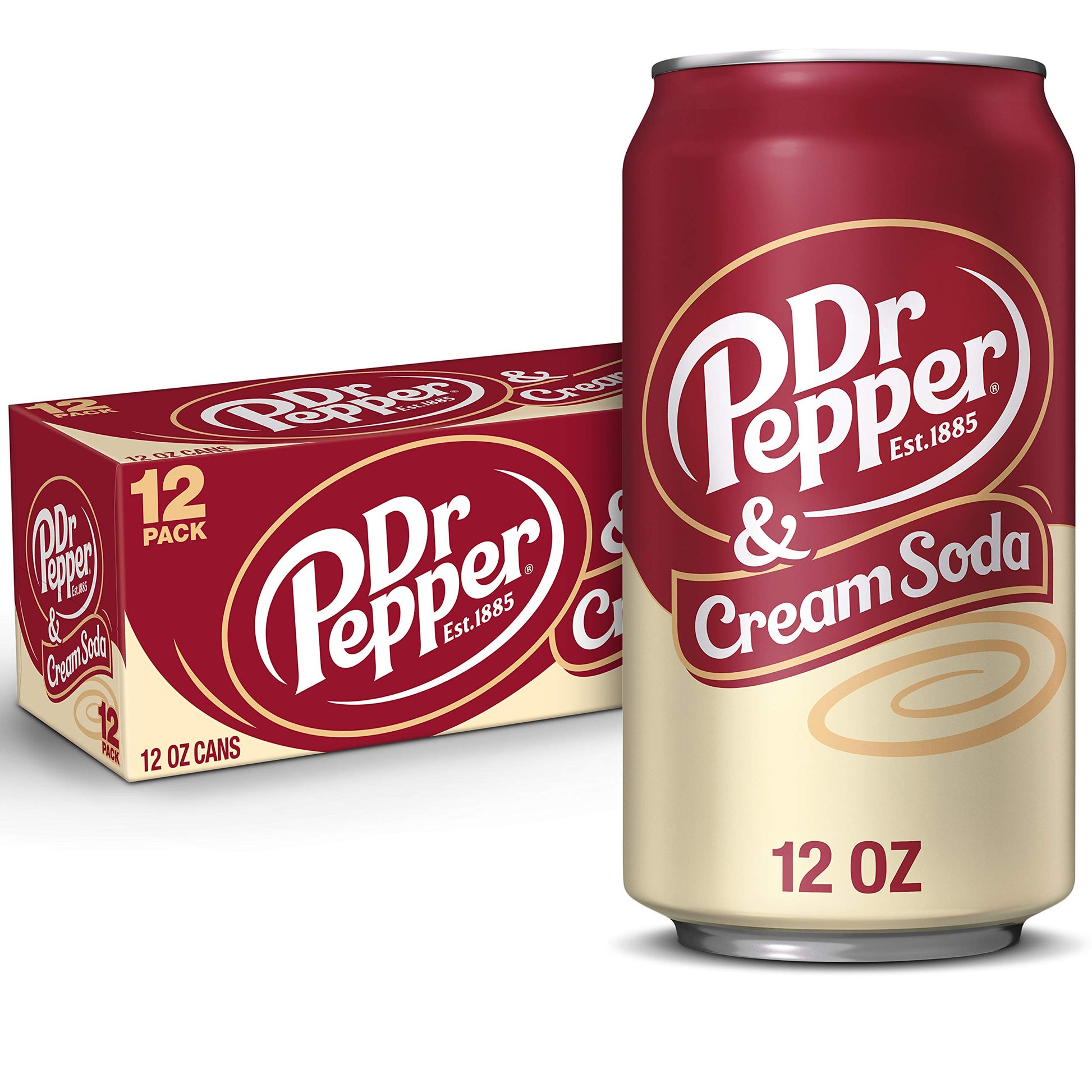 Dr Pepper Crème Soda, 12 Fl Oz (Pack of 12), Refreshing Soft Drink