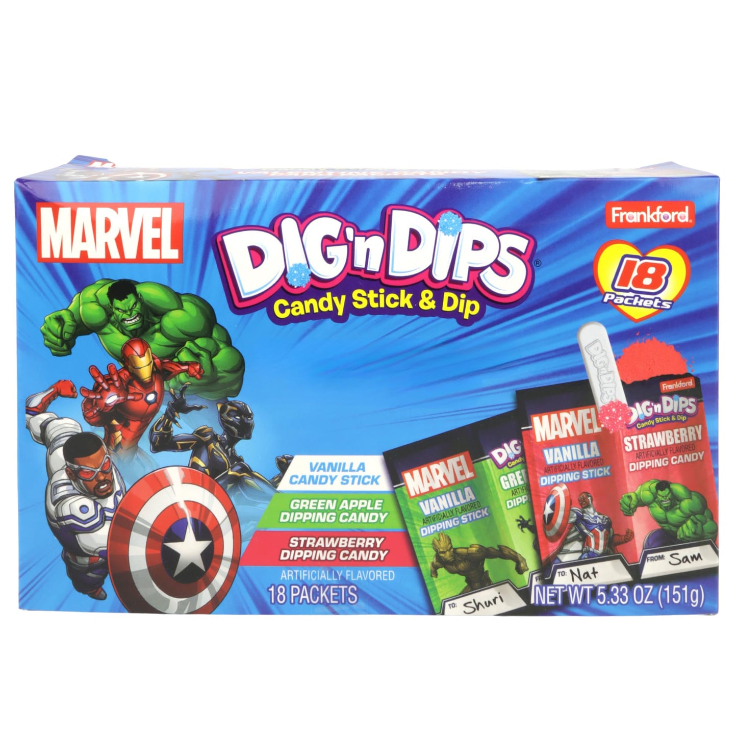 Marvel Dig N Dips, Birthday Party Favor Kit, Assorted Fruit Flavors, 18 Count