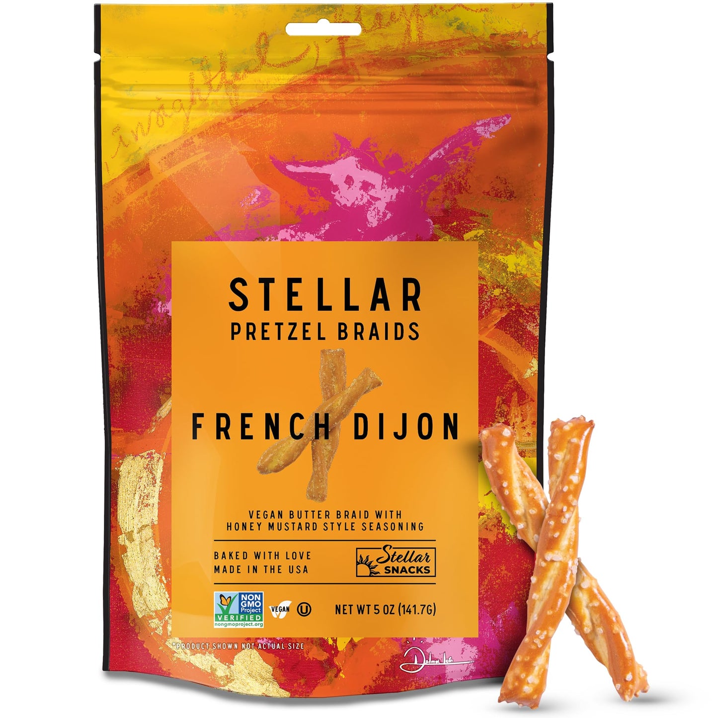 STELLAR SNACKS Gourmet Pretzel Braids, Vegan, Kosher, Non-GMO, 5 Oz (Pack of 6)