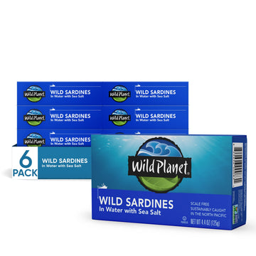 Wild Planet Sardines In Water Lightly Rich Flavor With Sea Salt  Nutritional Powerhouses Packed With Flavor  4.4 Ounce (Pack Of 6)