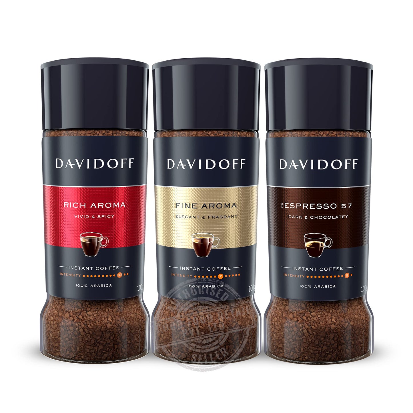 Davidoff Instant Coffee Trio - Rich Aroma, Fine Aroma And Espresso 57 Bundle - 100% Arabica Beans - Roasted For A Spicy Richness
