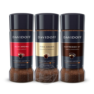 Davidoff Instant Coffee Trio - Rich Aroma, Fine Aroma And Espresso 57 Bundle - 100% Arabica Beans - Roasted For A Spicy Richness