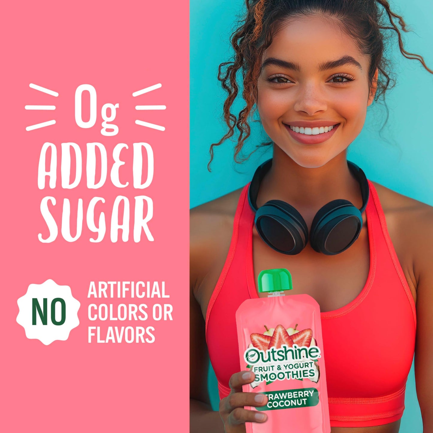 Outshine Strawberry Coconut Yogurt Smoothie Pouches - Fruit Pouches, Ready-to-Drink Smoothies, Kids & Adults Pureed Foods - Frui
