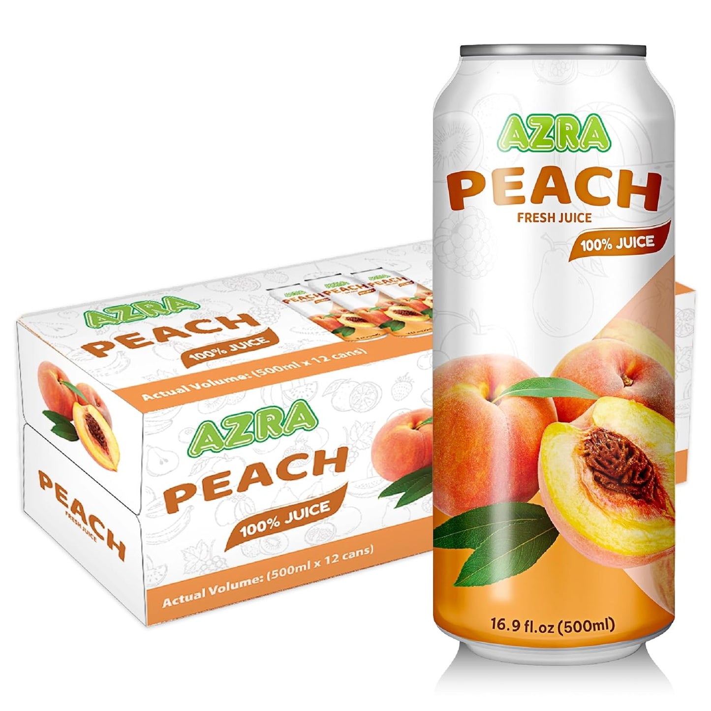 AZRA 100% Organic Juice – 500ml Cans, Zero Sugar Beverages Variety Pack for Healthy Kids & Adults