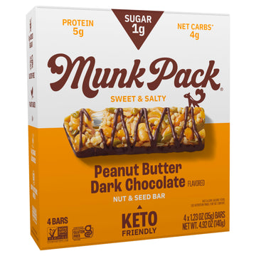 Munk Pack Nut & Seed Bar Peanut Butter Dark Chocolate, 1.23 Oz, 4 Ct