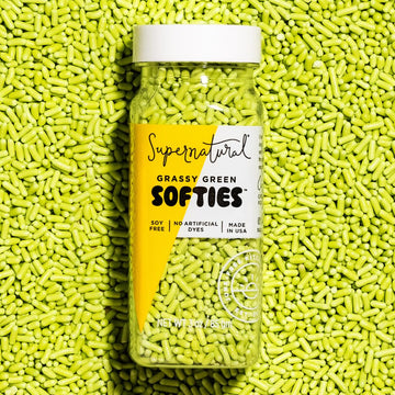 Grassy Green Softies, Natural Sprinkles by Supernatural, Made in USA, Dye-Free, Soy Free, Gluten Free, Vegan, 3oz