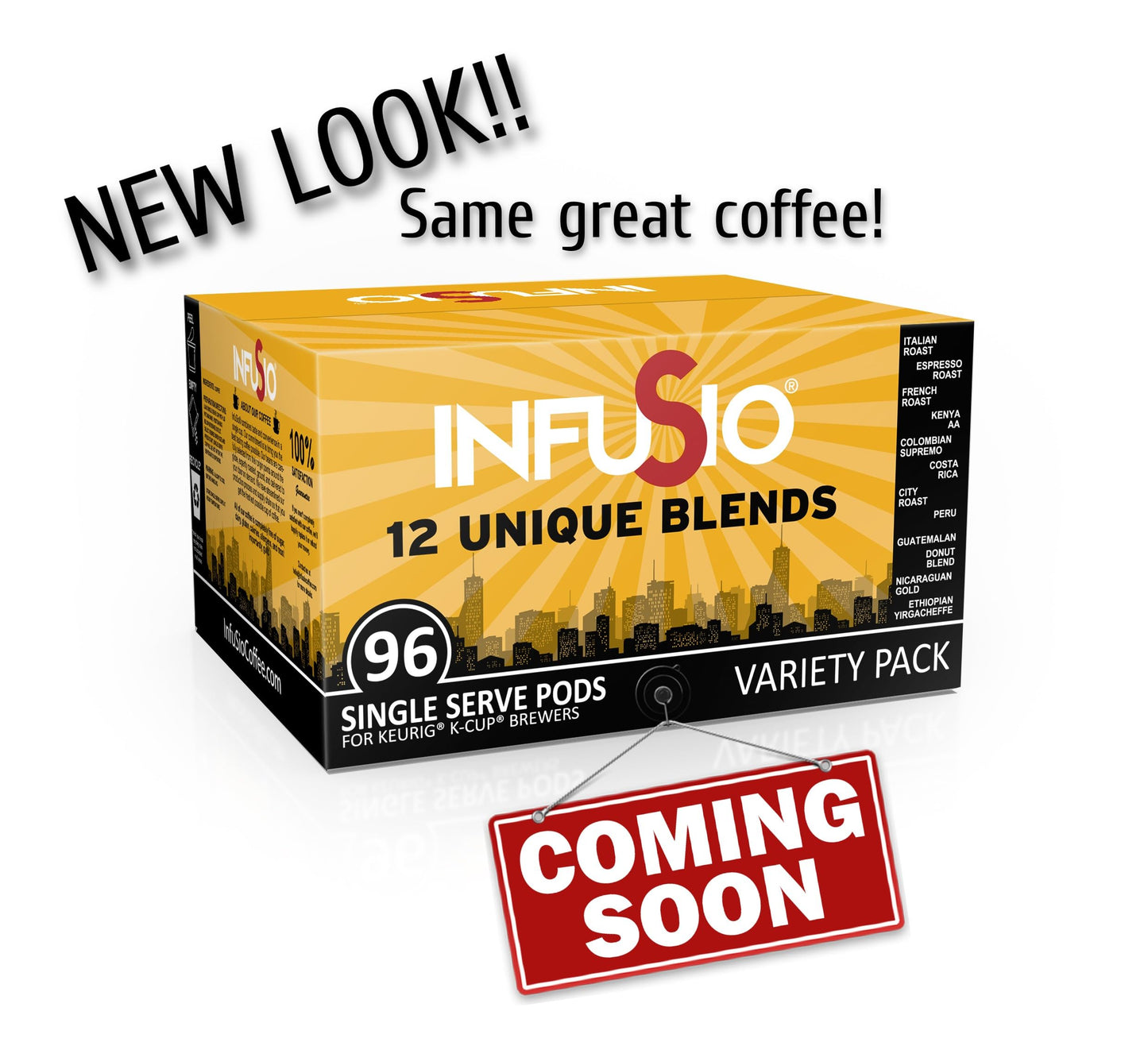 InfuSio Coffee Pods Variety Pack – 96 Count, Medium & Dark Roast Blends, Compatible with Keurig K-Cup 2.0