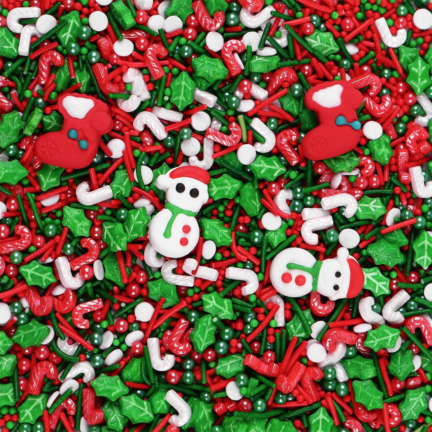 Christmas Snowman Sprinkles For Cake Decorating Edible 4.2 Ounce Stocking Icing Decoration Red And Green Pearls Sprinkles For Xm