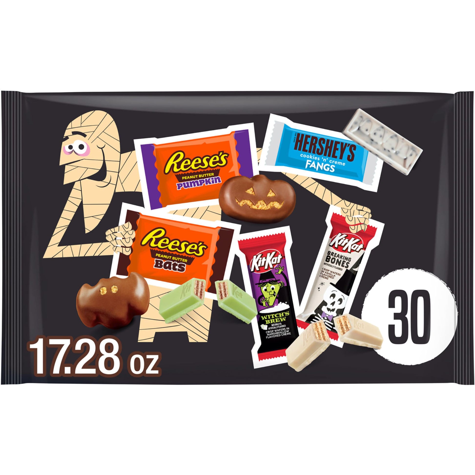 HERSHEYS  KIT KAT and REESES Assorted Flavored Snack Size  Halloween Candy Bag  17.28 (30 Pieces)