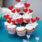 Gyufise 30Pcs Heart Cupcake Toppers Red Glitter Sweet Love Heart Cupcake Pick Decorations Valentine'S Day Cake Decorations For W