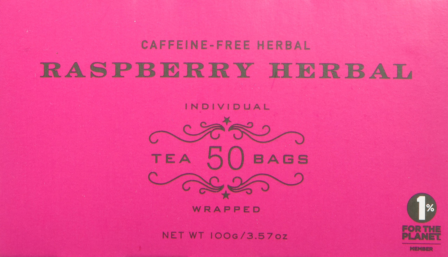 Harney & Sons Herbal Tea - Raspberry, Caffeine-Free, 50 Tea Bags, Red, Model 16122