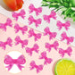 YCTHUNFISH 30 Pack Pink Bow Cupcake Toppers - Acrylic Cupcake Picks for Wedding, Bridal Shower, Birthday Party - Red