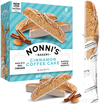 Nonnis Cinnamon Coffee Cake Biscotti Italian Cookies - Italian Biscotti Almond Cookies w/Cinnamon Streusel Icing - Biscotti Ind