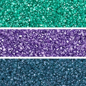 Fancy Sprinkles Sugar Nest Set, Pearlescent, Sparkly Sugar Crystals (Amethyst Purple, Emerald Green And Kyanite Blue) (8 Oz)