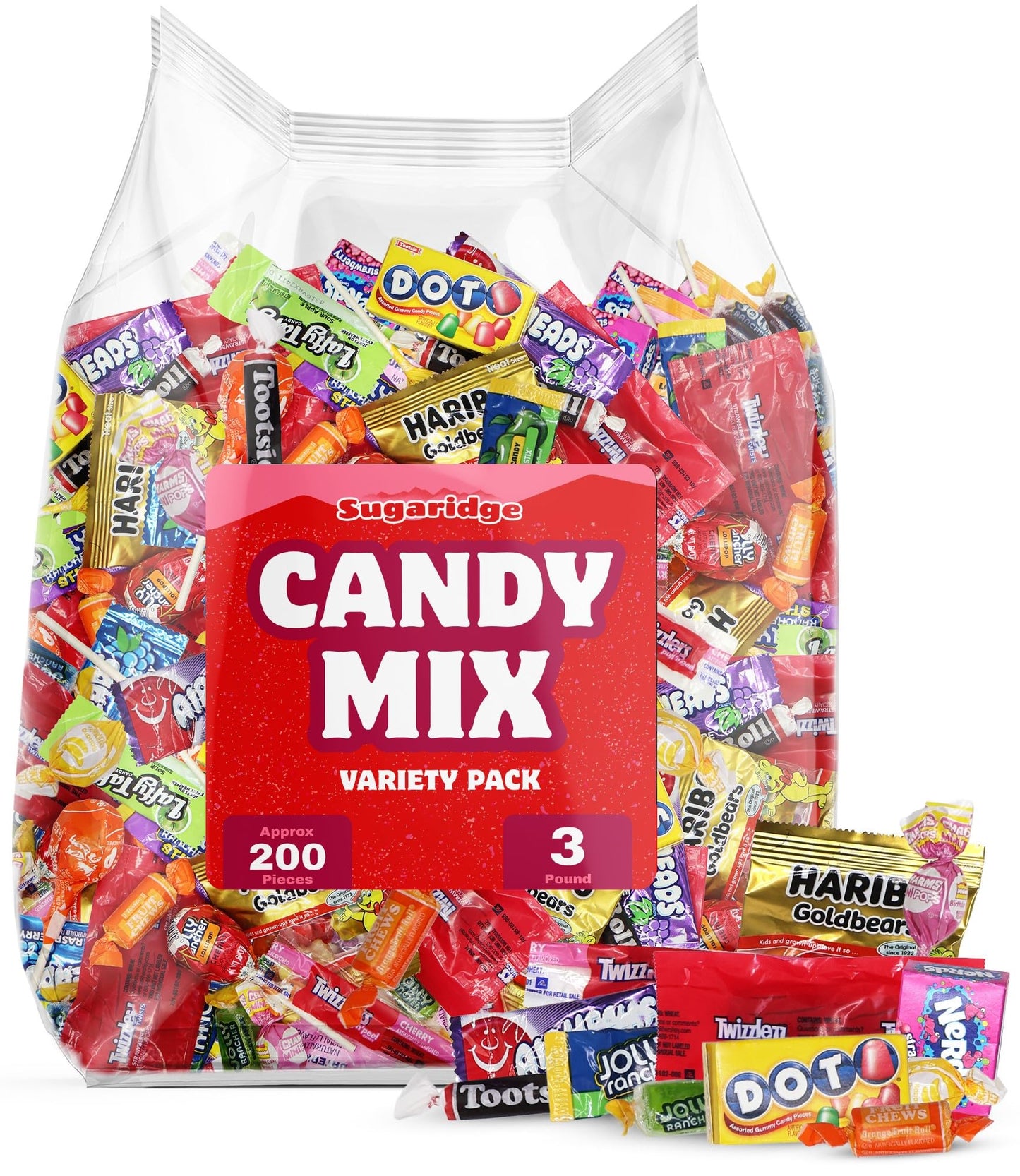 3 Pound Bulk Candy Variety Pack - Large Candy Mix Individually Wrapped Candies for Pinata Fillers  Birthday Party  Favors   & Goodie Bags - Approx 200 Assorted Candies