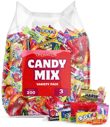 3 Pound Bulk Candy Variety Pack - Large Candy Mix Individually Wrapped Candies for Pinata Fillers  Birthday Party  Favors   & Goodie Bags - Approx 200 Assorted Candies