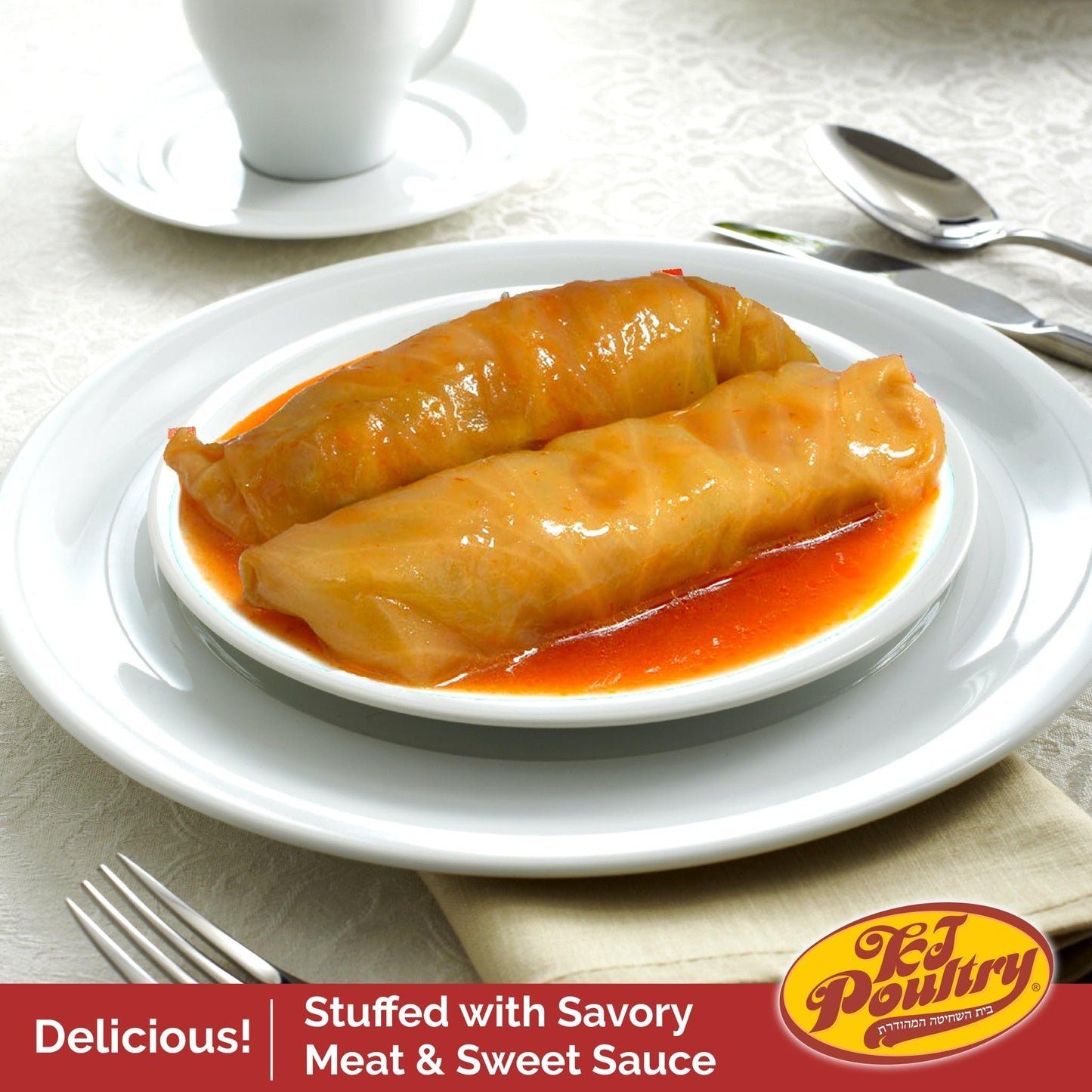 KJ Poultry Kosher Ready Meals - Beef Stuffed Cabbage Rolls, MRE Meat Meals Ready to Eat, Gluten Free (6 Pack) Prepared Entree Fu
