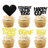 18pcs Black Gold Glitter Dessert Cupcake Pick for Straight Outta 1956 Cheer to 69 Years Old Theme Decor Supplies Happy 69th Birt